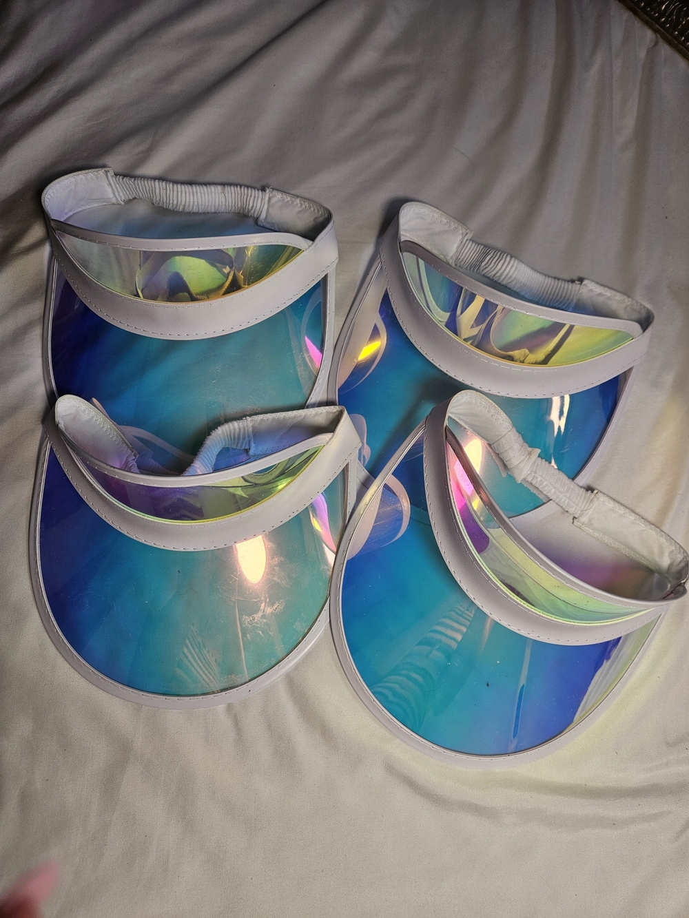 Iridescent Blue Sun Visor - Clear Rainbow Shield